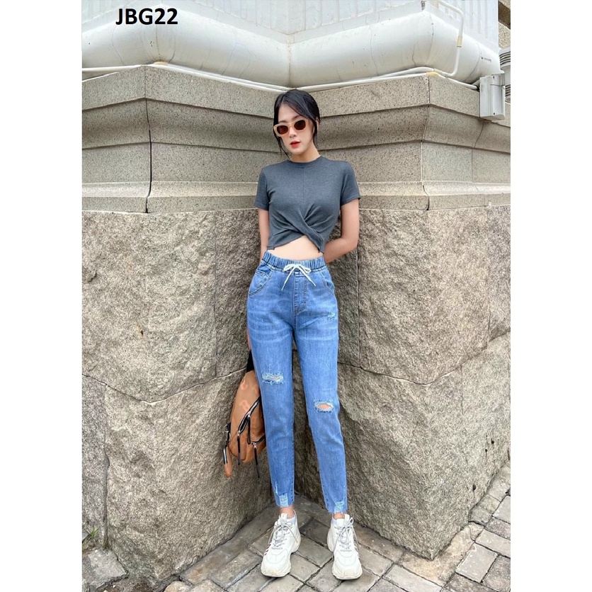 Quần Jeans Baggy Rách Lưng Chun Co Giãn JBG22