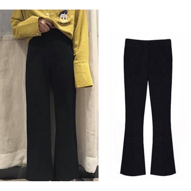 Quần tây dài culottes nữ đen ống loe - Order taobao quảng châu