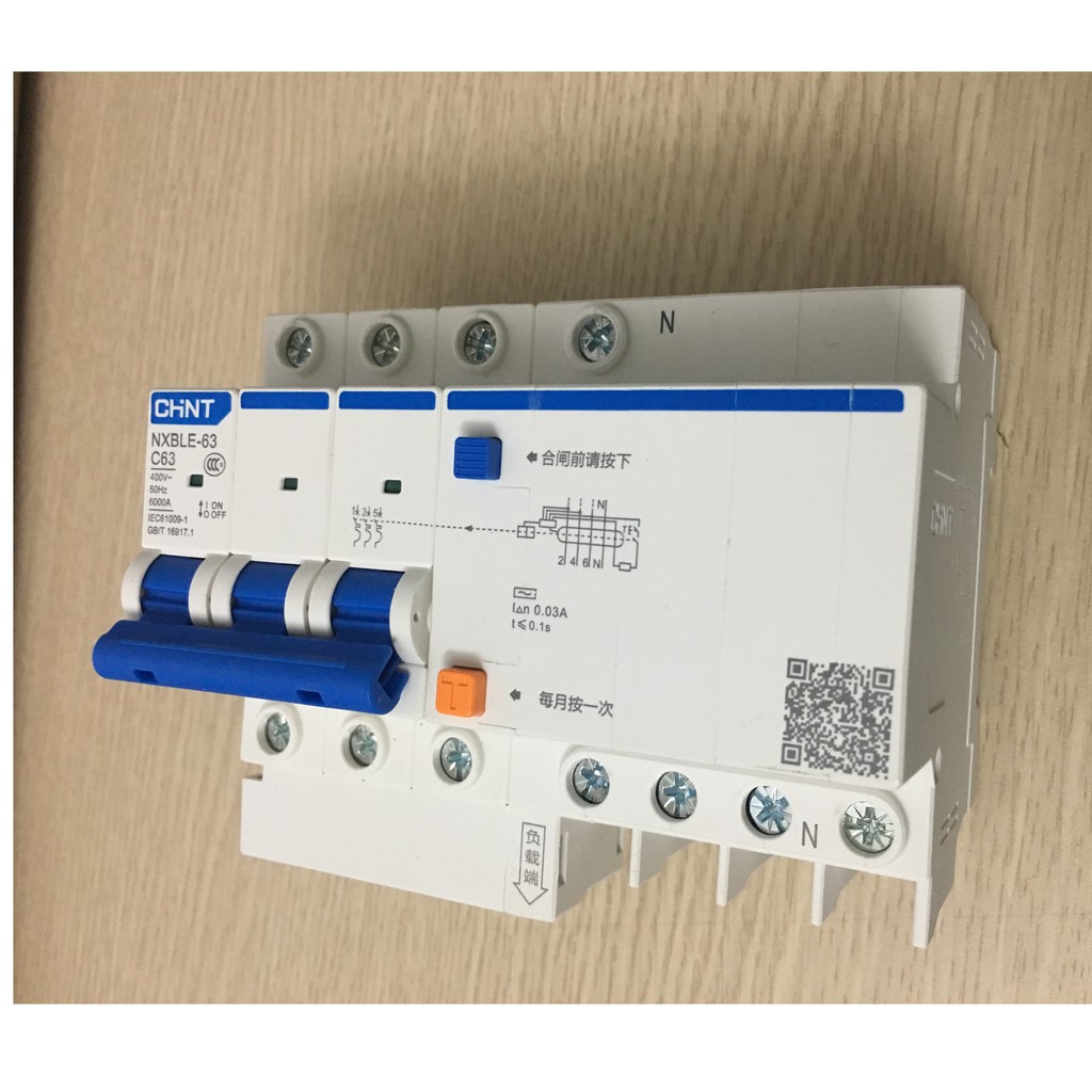 Attomat RCBO chint 3P+N 63A NXBLE-63