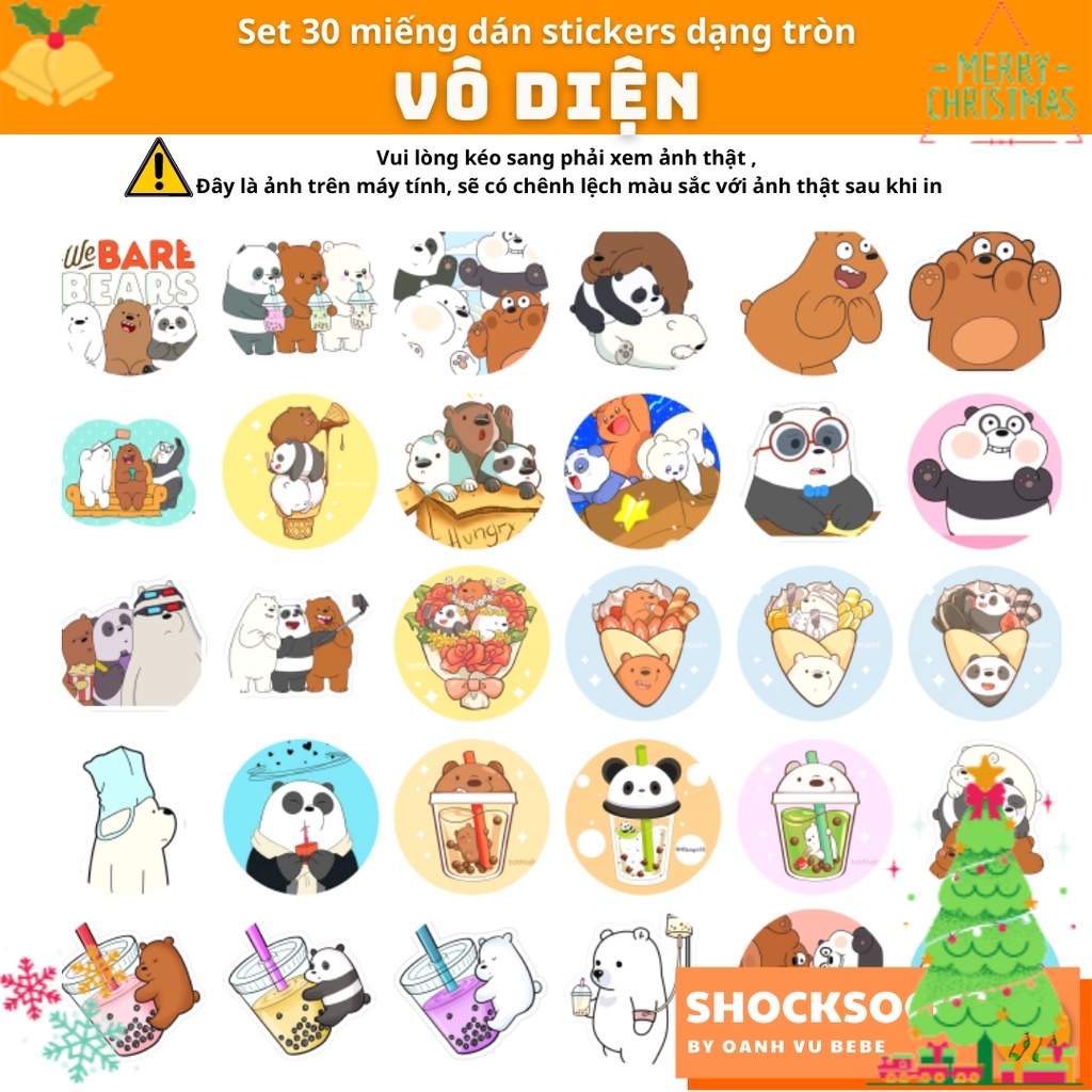 🔥30 hình dán sticker hình WE BARE BEARS 🔥