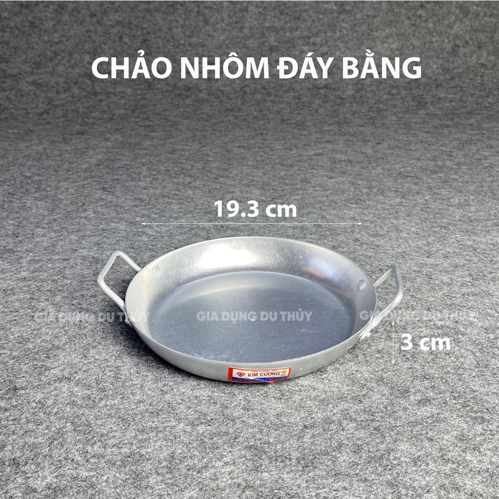 Chảo nhôm đáy bằng size nhỏ 20 cm thích hợp chiên trứng thương hiệu nhôm cao cấp Kim Cương của gia dụng Du Thủy