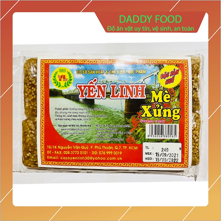 Kẹo dẻo mè xửng Yến Linh gói 240g, đồ ăn vặt tuổi thơ