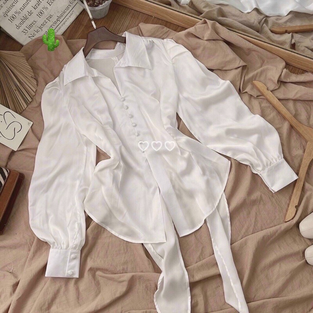 Áo Sơ Mi Tiểu Thư (Chất Satin Lụa cao cấp Cực Đẹp)