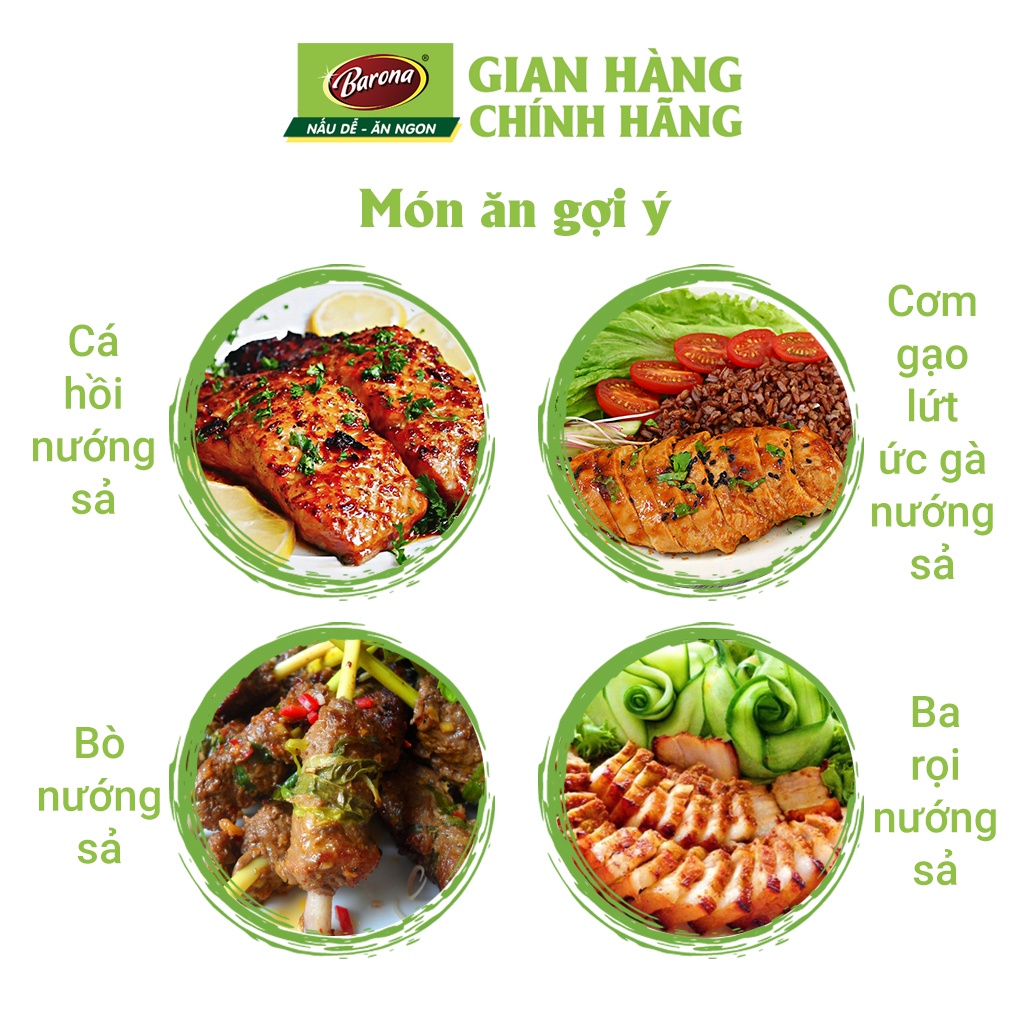 Gia Vị Thịt Nướng Sả Barona 80g ướp ngon chuẩn vị không cần nêm nếm