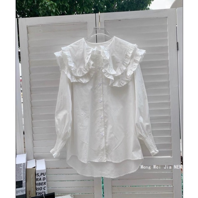 Áo Sơmi Cổ Bèo Tay Phồng Tiểu Thư Tay Bo Chun đi làm đi chơi_484 ESHOP