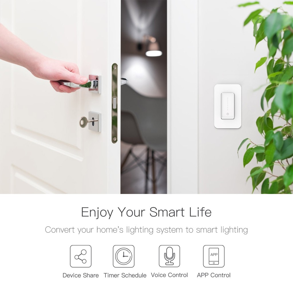Công tắc wifi dimmer điều chỉnh đèn/quạt trần - App Tuya/Smart life - Đế Chữ Nhật