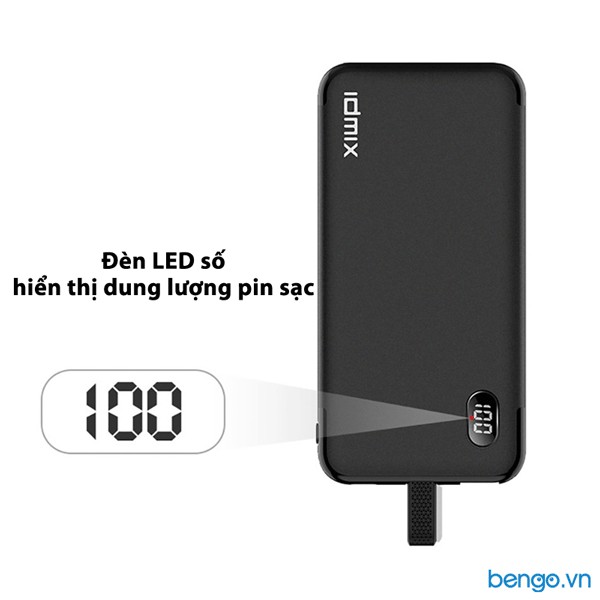 Pin sạc dự phòng IDMIX 8000mAh kèm cáp Lightning MFI - P8000i