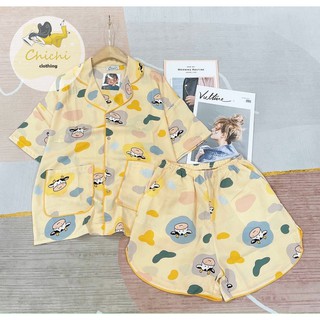 Đồ ngủ pijama DƠI đùi chất lụa Mango hoạt hình dễ thương