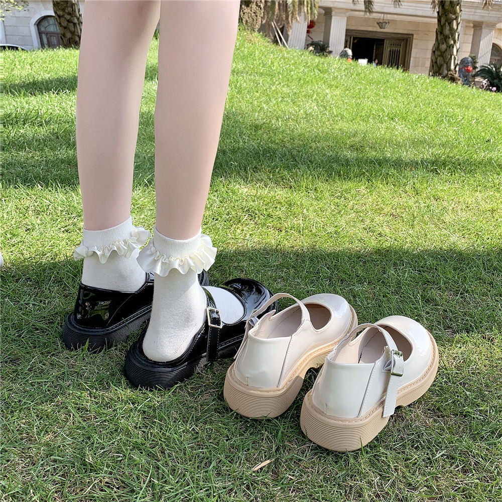 Giày Da Bít Mũi Phong Cách Retro Anh Quốc Thời Trang Mùa Hè Cho Nữ