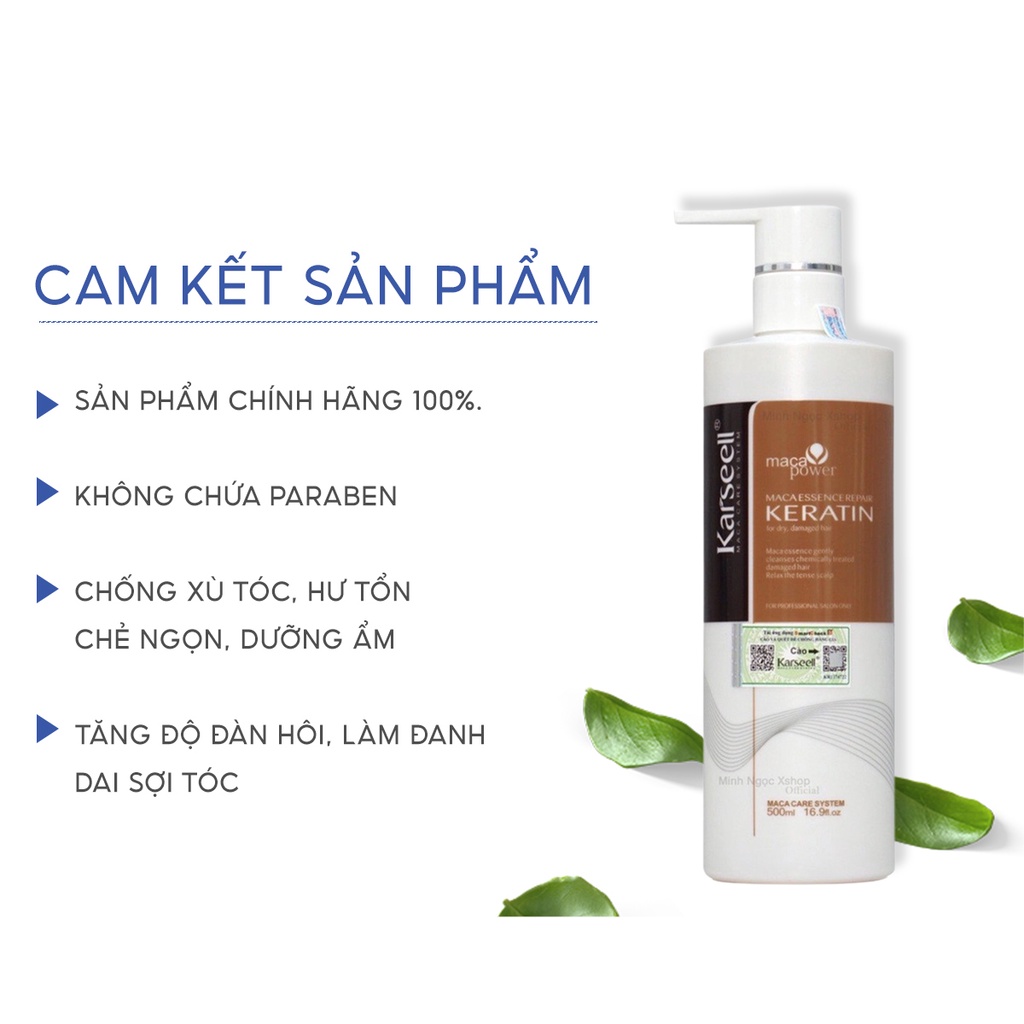 Phục hồi tóc nát Keratin KARSEELL Maca dạng kem 500ml cho tóc giòn dễ gãy mất sự đàn hồi