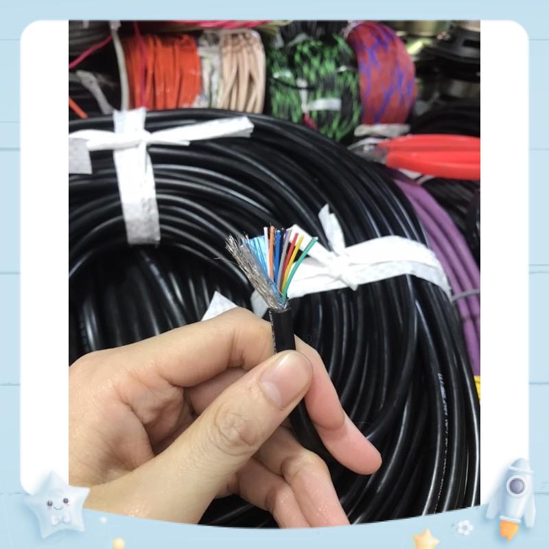 [1m] Dây điện tín hiệu 10cx26AWG có bọc kim chống nhiễu lõi đồng mạ nhiều màu phân biệt - Vỏ ngoài màu đen