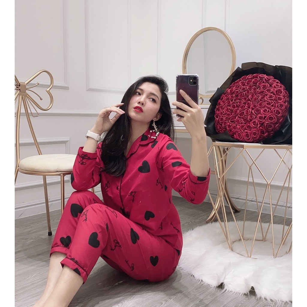 Pijama kate Thái tay dài quần dài full viền đủ mẫu xinh xắn Form dưới 60 kí | BigBuy360 - bigbuy360.vn