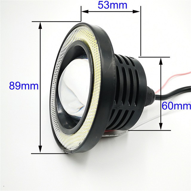 2 đèn dẫn động đa năng COB LED DRL 12V Trắng xanh hồng vàng xanh đỏ đèn sương mù mắt thiên thần 2.5"3.0"3.5"64mm 76mm 89mm