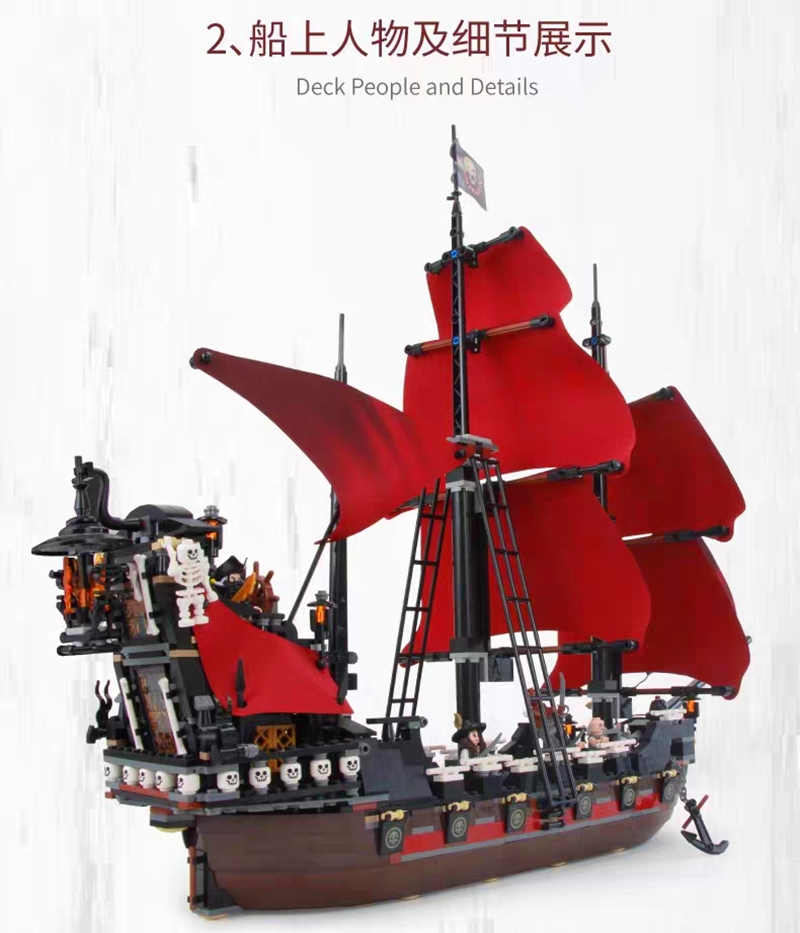 Đồ chơi lắp ráp mô hình tàu của Nữ Hoàng Anne Lepin 16009 mã 180047 Queen Anne’s Revenge NBlue