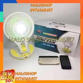 Quạt Sạc Tích Điện Kèm Đèn siêu mát gấp gọn lại được