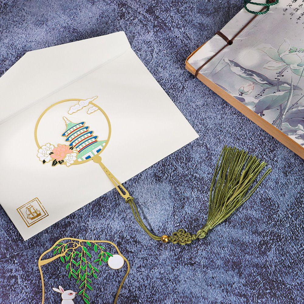 DORAW Thẻ Đánh Dấu Trang Sách Hình Đôi Cánh Bằng Đồng Thau Phối Tua Rua Độc Đáo