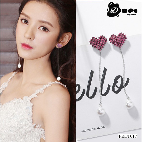 Bông tai tráng bạc form dài nữ tính