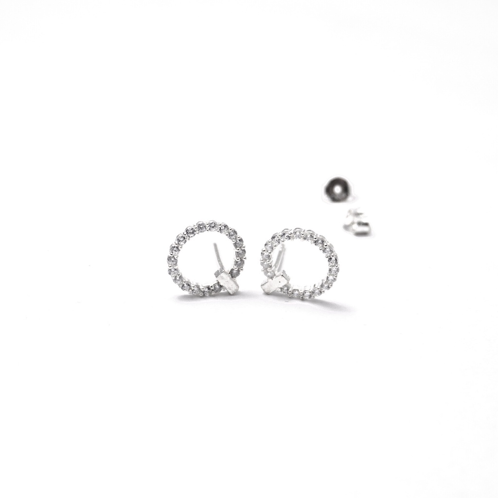 Bông tai bạc ATJ9084 , hoa tai nữ hình tròn đá ANTA Jewelry