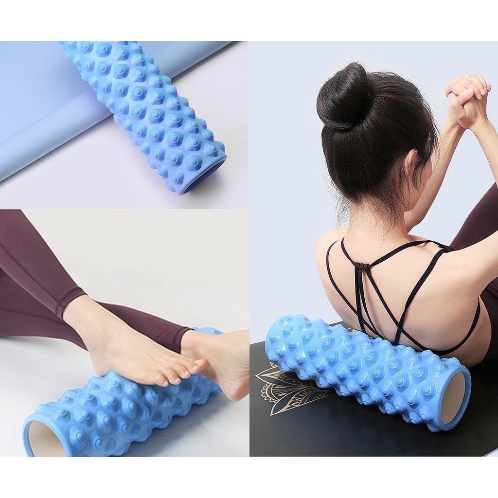 Ống Lăn Yoga Massage Foarm Roller, giãn cơ lưng, cơ thể tại nhà, Ống trụ lăn thể thao bằng xốp roam rollet cao cấp