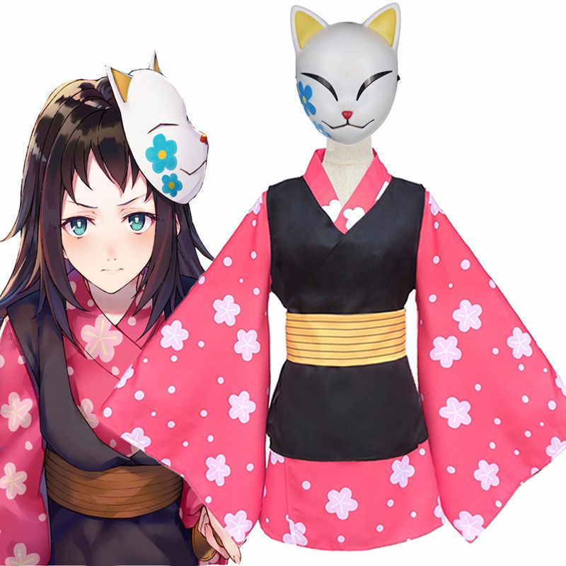 Ready Stock !!! Demon Slayer Kimetsu no Yaiba Makomo Cosplay Costume Women Kimono Robes Suit