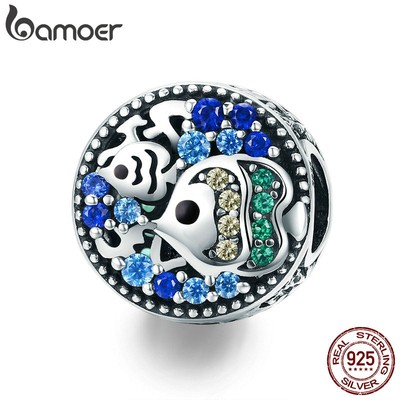 Hạt Phụ Kiện Bamoer SCC764 SCC683 bạc 925 Đính Pha Lê Kiểu Đại Dương Dùng Làm Vòng Cổ/ Vòng Tay Thủ Công