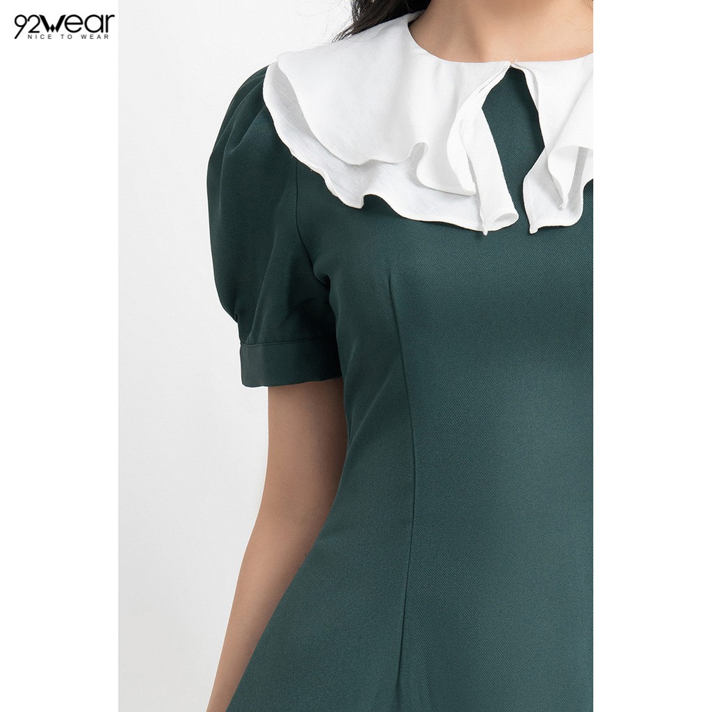 Đầm váy nữ công sở 92WEAR 3 MÀU, đủ size, dáng xòe ngắn tay cổ 2 lớp DEW0850 | BigBuy360 - bigbuy360.vn