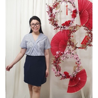 Bigsize công sở - bigsize công sở - áo cổ đắp sọc