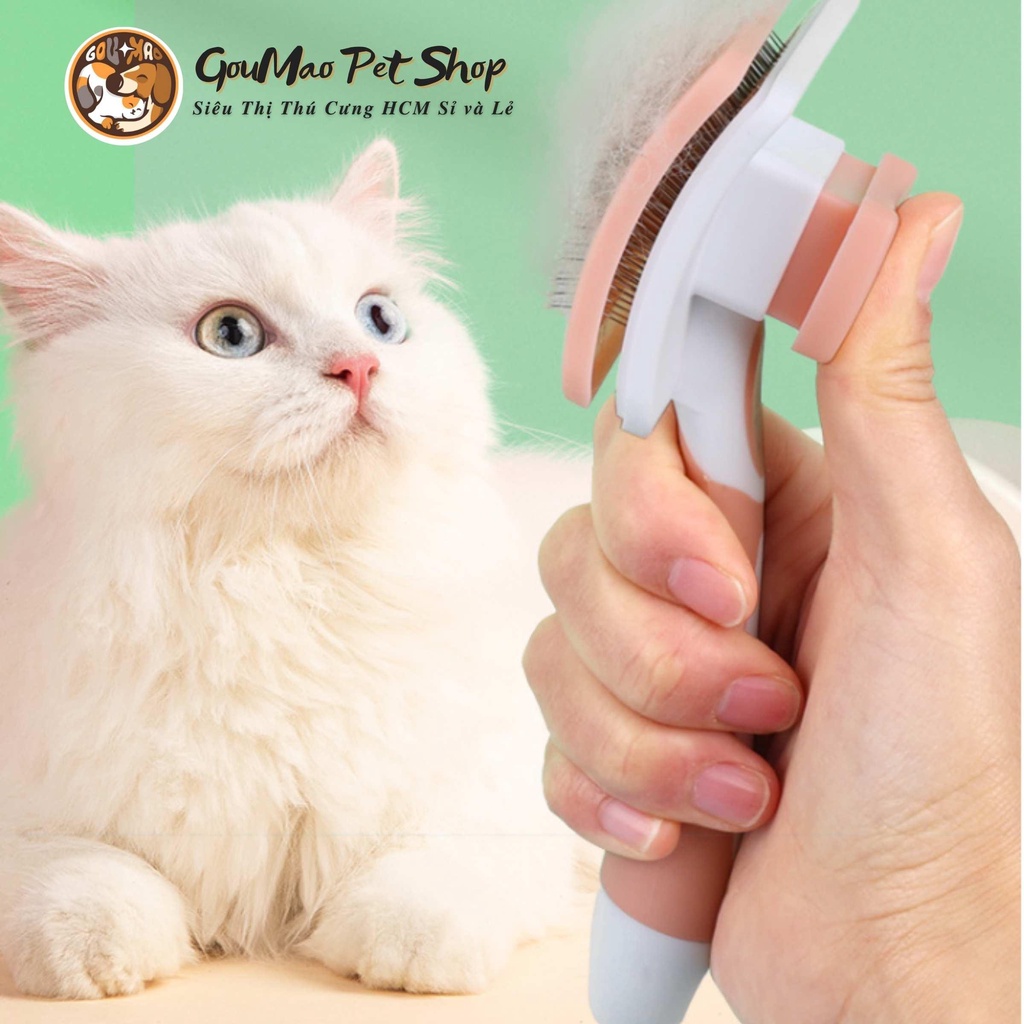 [Ảnh thật] LƯỢC PET COM , LƯỢC CHẢI LÔNG CÓ NÚT BẤM CAO CẤP DÀNH CHO CHÓ MÈO - GOUMAO PET