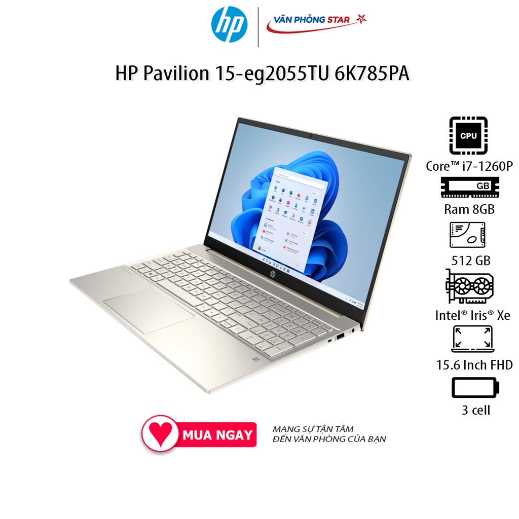 Laptop HP Pavilion 15-eg2055TU (6K785PA) (i7-1260P/8GB RAM/512GB SSD/15.6 FHD/Win11)