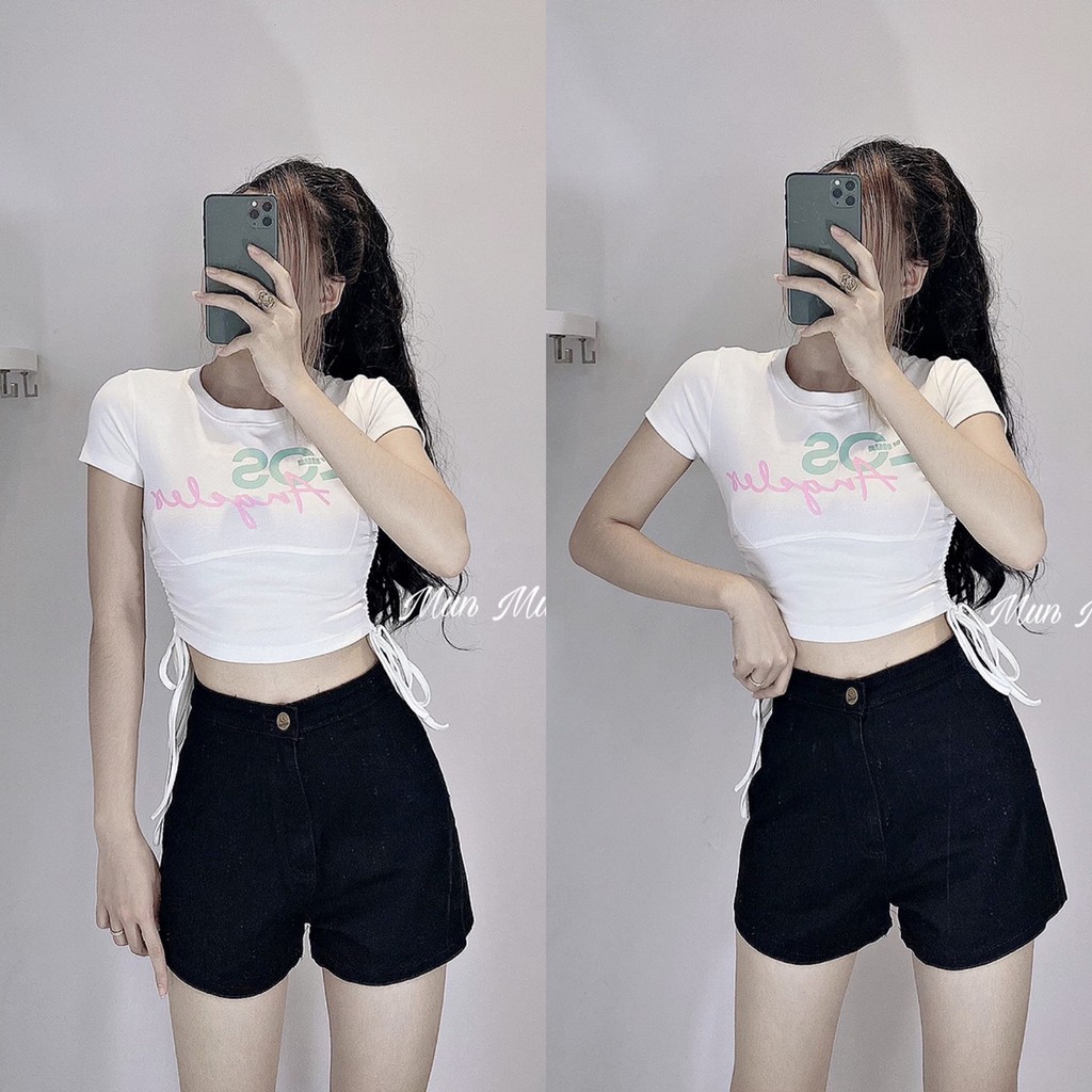 [𝗛𝗶̀𝗻𝗵 𝗧𝗵𝗮̣̂𝘁]Quần short jean nữ lưng cao, quần đùi chất kaki jean co giãn mềm mại, hình chụp sàn mẫu thật munmunstore | BigBuy360 - bigbuy360.vn