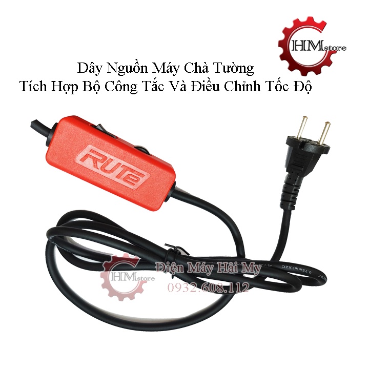 Dây nguồn có công tắc điều tốc máy chà tường, dây dài 3 mét - Chiết áp 220v, Công tắc điều tốc máy chà tường