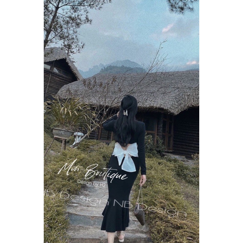 ⚡️BÁN SỈ⚡️Đầm body thun zip dài tay lưng nơ trắng | BigBuy360 - bigbuy360.vn