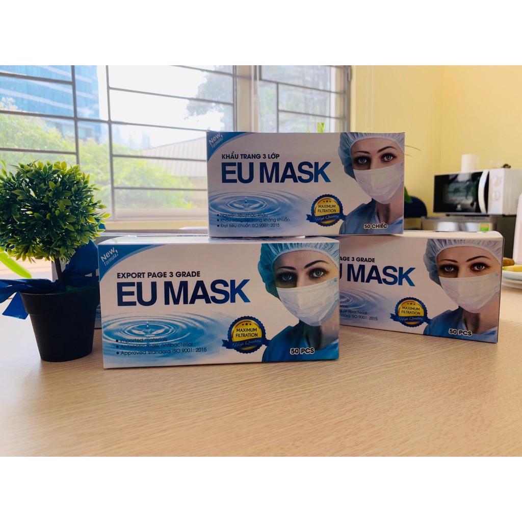  Combo 5 Hộp Khẩu Trang Y Tế 3 Lớp EU MASK Hộp/50 Cái 