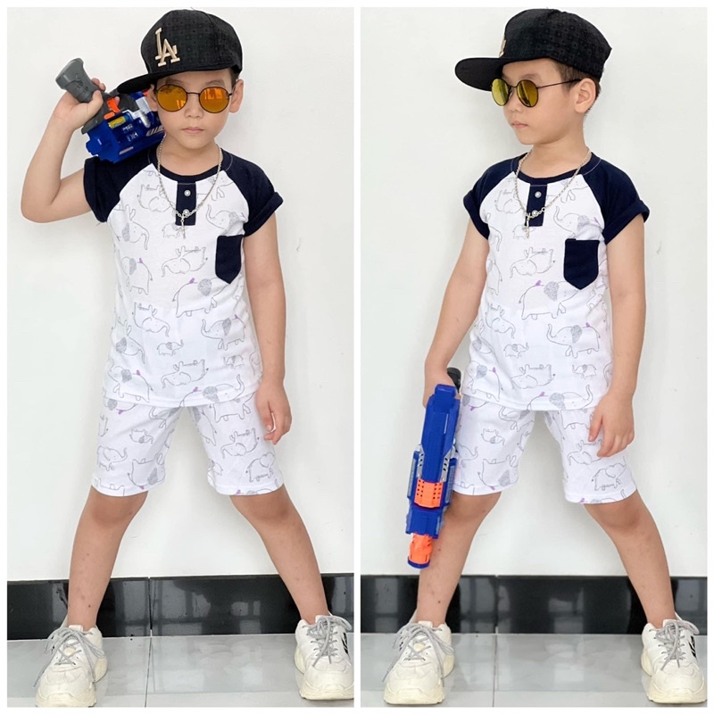 Đồ bộ bé trai - Bộ lửng đùi cotton borip NGHĨA BABY cho bé trai