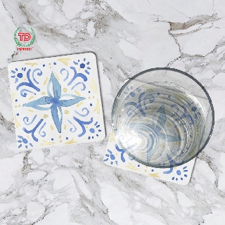 50 Đế Lót Ly Giấy Hoa Văn hình vuông 9cm