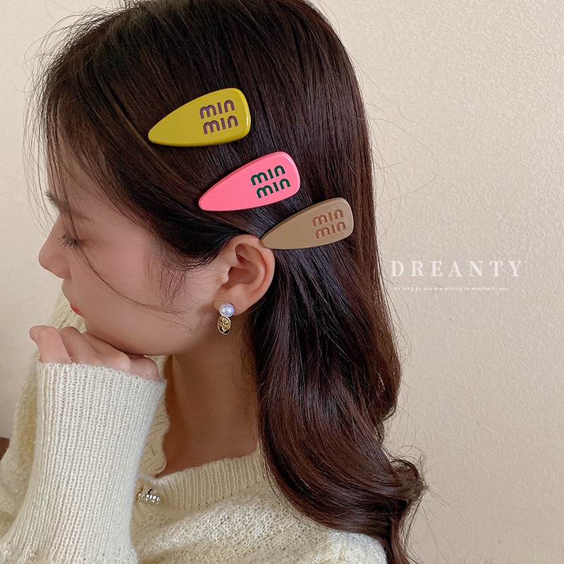 Kẹp Tóc Mái Ngang Hình Học / Giọt Nước / Chữ Cái Thời Trang Hàn Quốc Dễ Phối Đồ