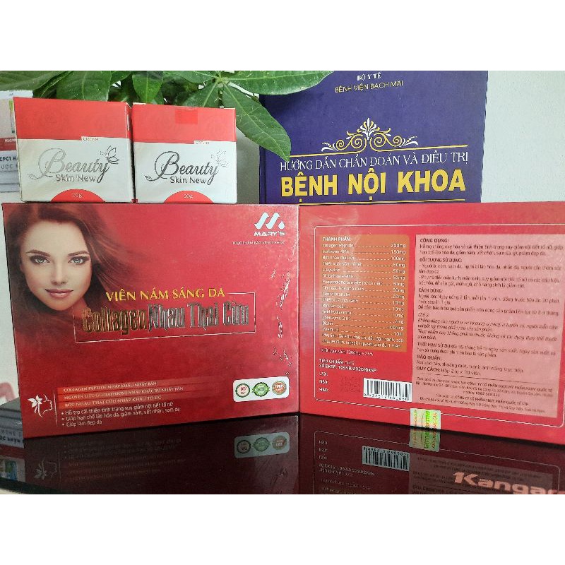 Viên nám sáng da Collagen Nhau thai cừu(hộp 2 lọ x 30 viên tặng kèm 1 lọ kem trị nám)