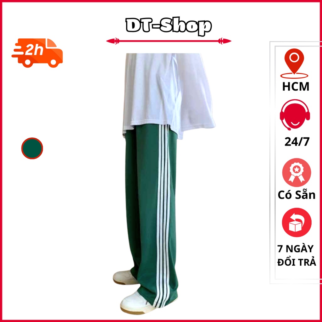 Quần Ổng Rộng 3 Sọc Xanh Lá Basic Unisex