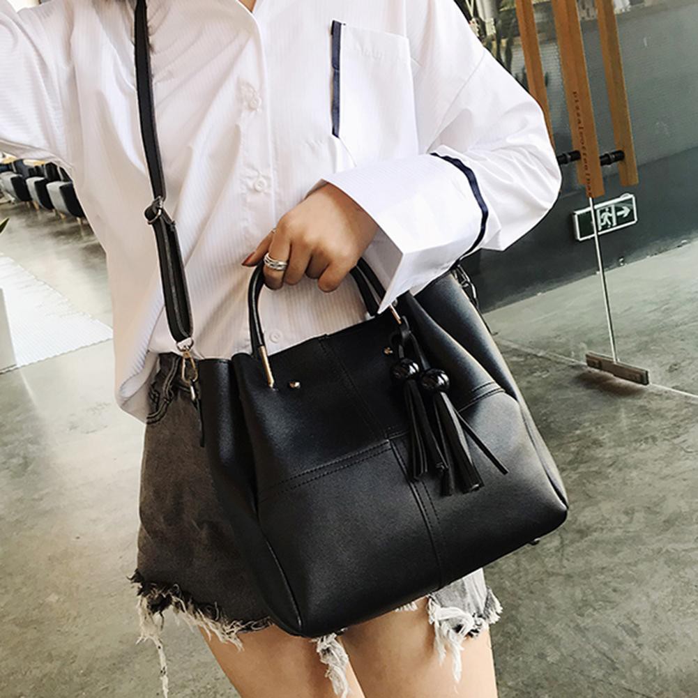 Set túi xách phối tua rua + Túi đeo chéo dây mắc xích + Ví đựng thẻ da PU thời trang nữ | BigBuy360 - bigbuy360.vn