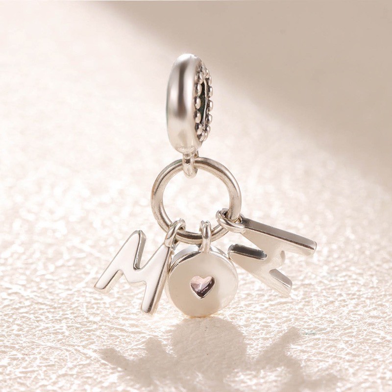 charm pan treo chữ mom bạc cao cấp s925