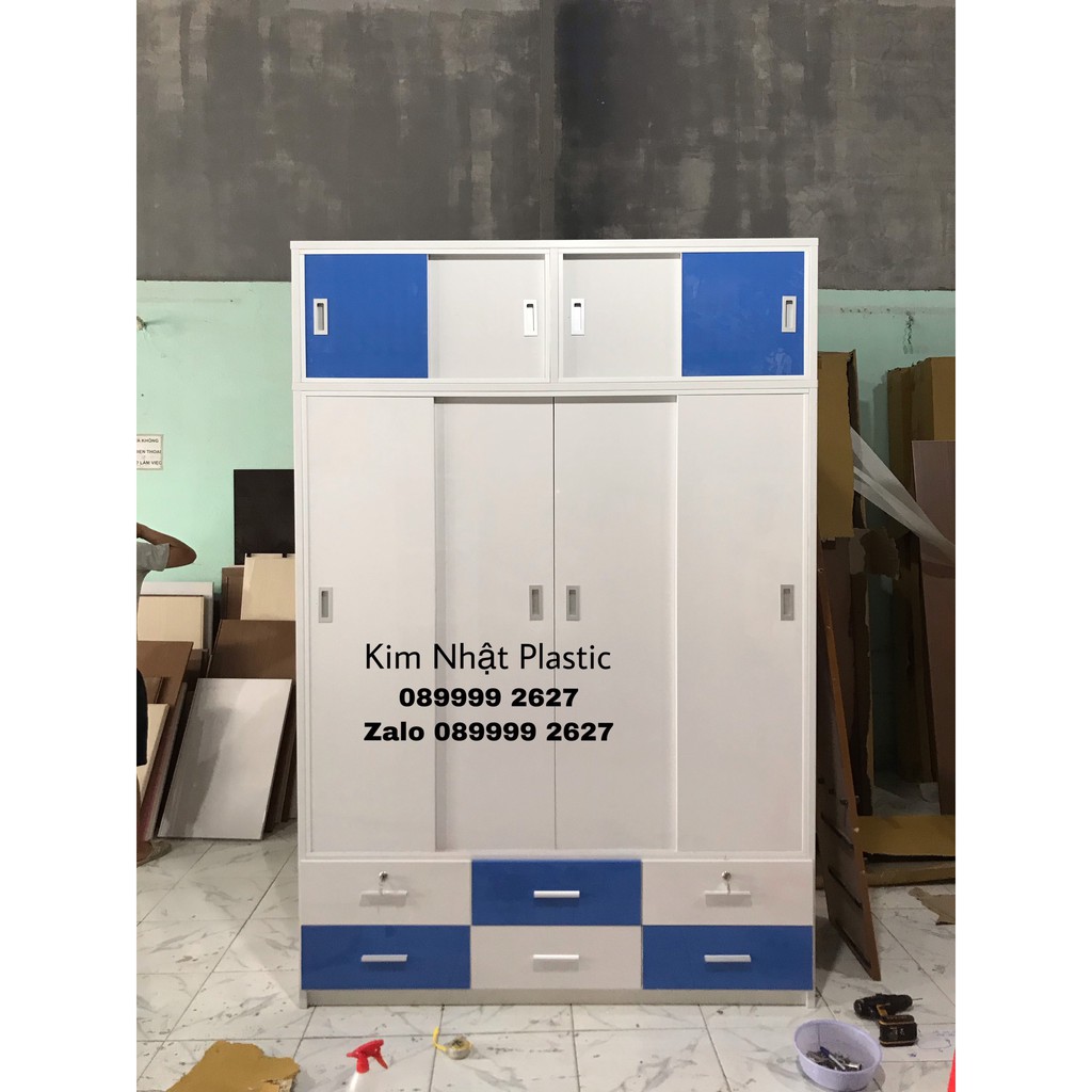 Tủ quần áo 1m6x2m2 2 tầng phối màu theo yêu cầu FREESHIP- NHỰA ĐÀI LOAN