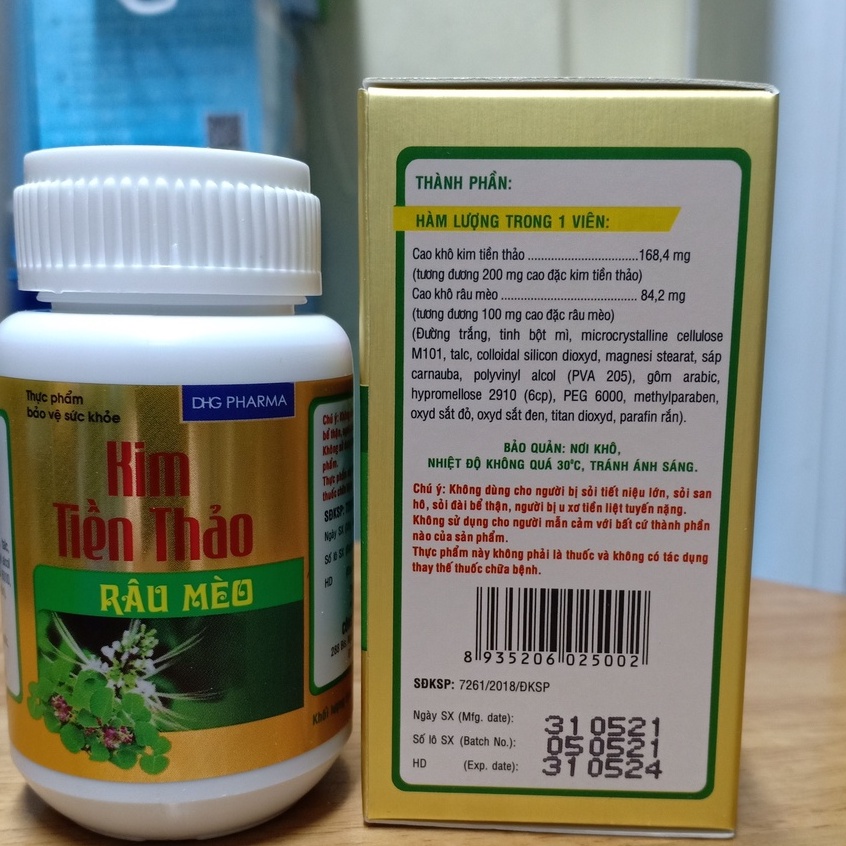 Kim Tiền Thảo Râu Mèo DHG PHARMA chai 100 viên - Giúp lợi tiểu, hạn chế sỏi tiết niệu