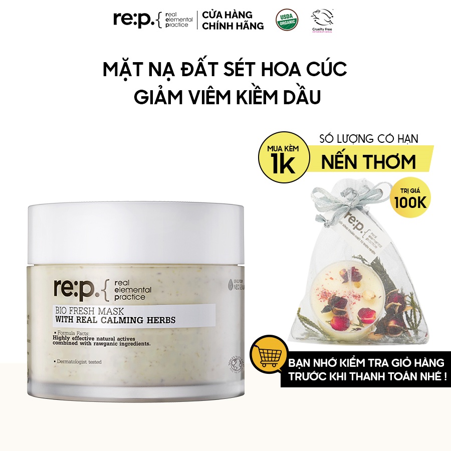 [Mã COSDAY giảm 50k đơn 250k] Mặt Nạ Đất Sét Hoa Cúc Giảm Viêm, Kiềm Dầu RE:P Bio Fresh Mask With Real Calming Herbs130g