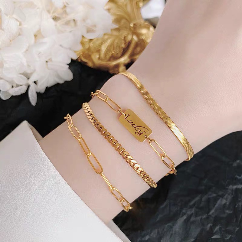 Vòng tay kiểu xương rắn bản rộng bằng thép titan mạ vàng hồng 18k phong cách Âu Mỹ thời trang