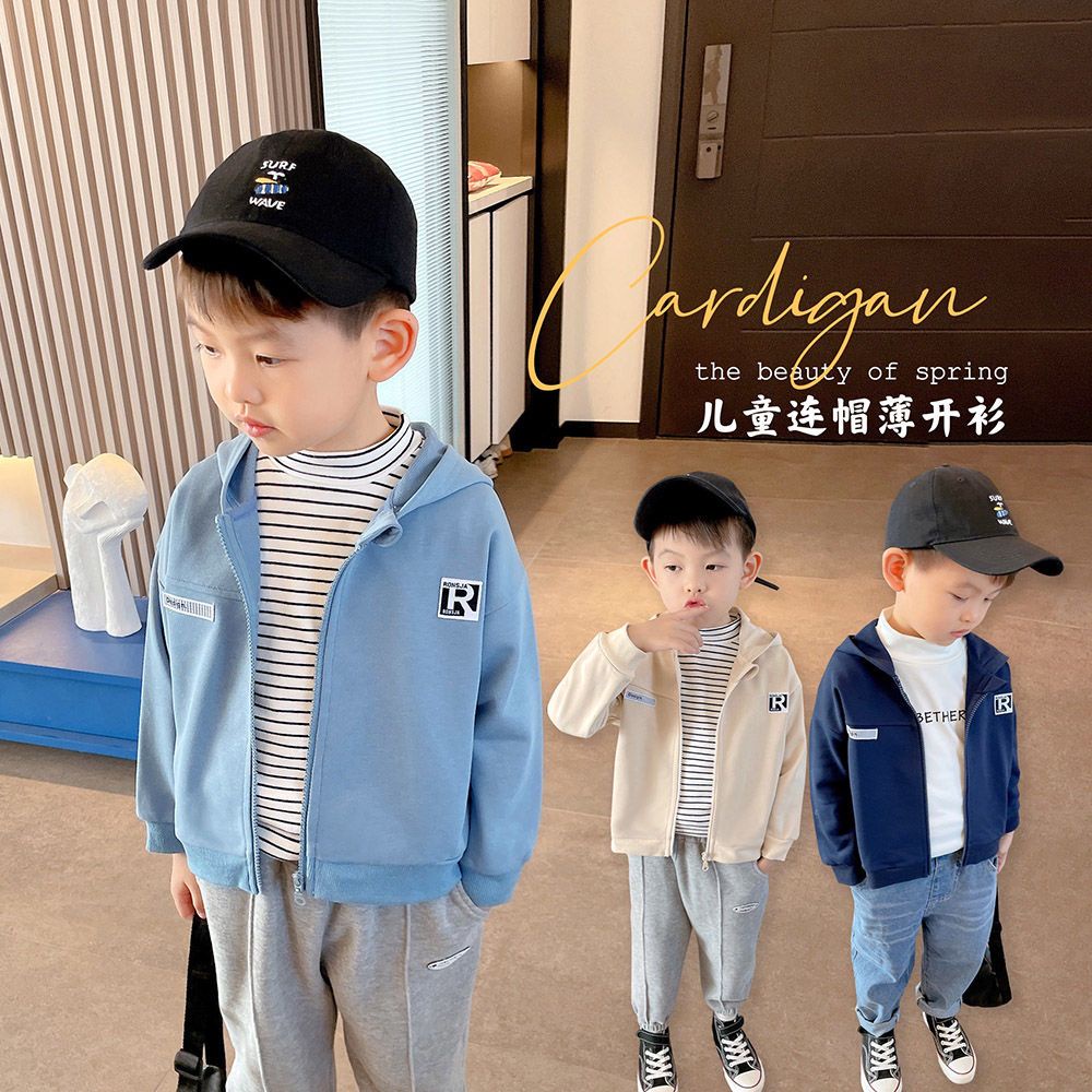 Áo Khoác Cardigan Mỏng Có Mũ Trùm Thời Trang Mùa Thu Cho Bé Trai
