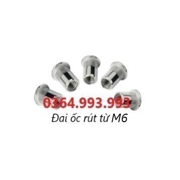 Gói 100 cái Đai ốc rút M6/Ecu rút M6/Ốc tán rút M6/Tán rút M6 mạ kẽm