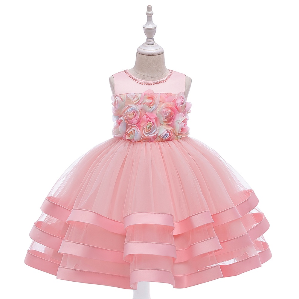 DC26 Size110-150 (13-35kg) Đầm công chúa cao cấp (Đầm voan xoè 3 tầng vải lụa dự tiệc đám cưới) hàng quảng châu