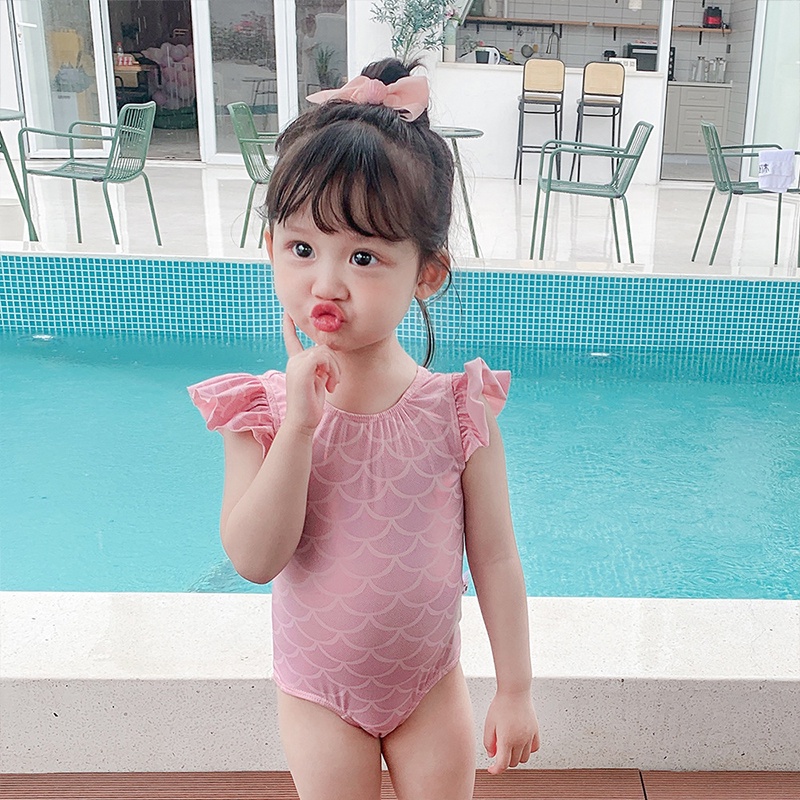 Đồ Bơi Một Mảnh Màu Hồng Dễ Thương Cho Bé