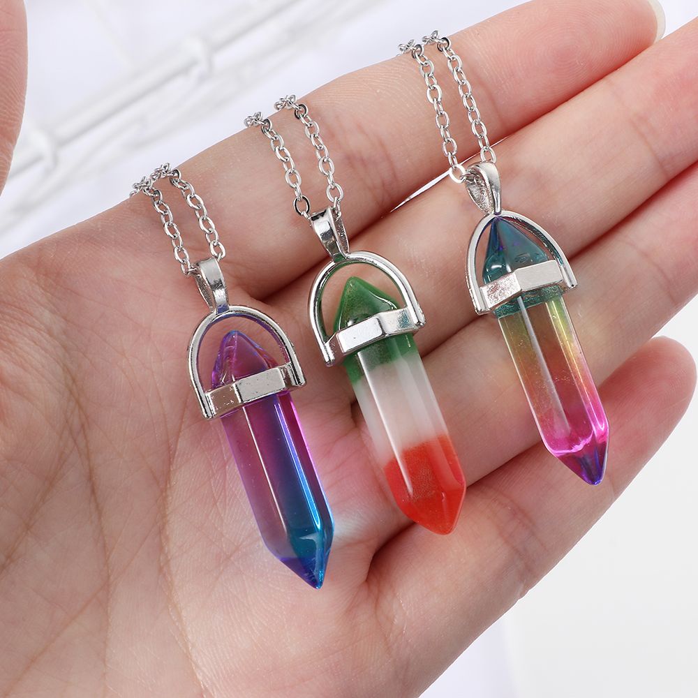 Vòng cổ mặt đá lục giác tự nhiên thời trang cho nữ