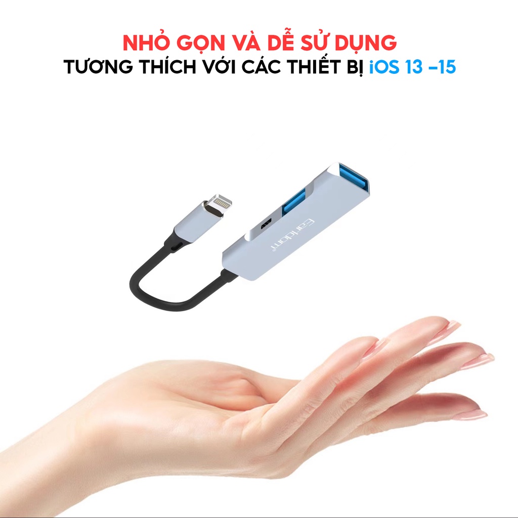 Cáp OTG Dành Cho iPhone, iPad Earldom HUB11 - Hỗ Trợ Cắm Phím, Chuột, USB , Midi Controller  - Hàng Chính Hãng